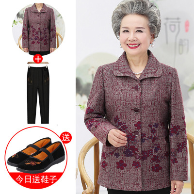 迪鲁奥(DILUAO)中老年人秋装女奶奶薄款外套60岁70妈妈春秋上衣老人衣服太太婆婆