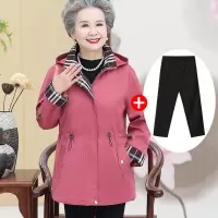 迪鲁奥(DILUAO)中老年人女秋装外套60岁70奶奶装长款风衣老人衣服妈妈春秋上衣80