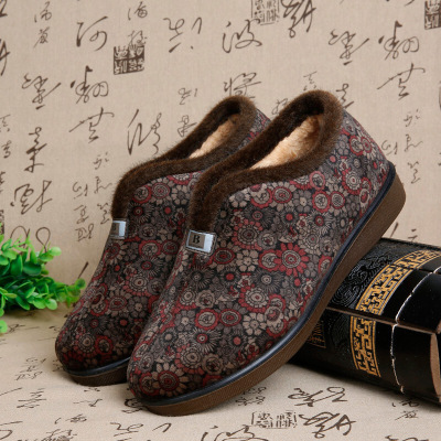 迪鲁奥(DILUAO)中老年冬季女款棉鞋老北京布鞋保暖老人棉靴加绒套脚大码女棉靴子