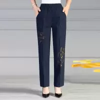 迪鲁奥（DILUAO)妈妈裤子中老年人女裤奶奶春秋长裤50-60岁妇女穿的涂层牛仔布裤松紧腰