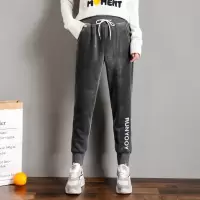 迪鲁奥(DILUAO)加绒加厚运动裤女宽松冬季裤子女外穿韩版学生超厚羊羔绒卫裤女