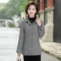 迪鲁奥(DILUAO)妈妈时装时尚毛呢格子外套洋气上衣2021新款中老年女秋装呢子大衣