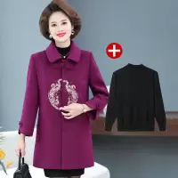 迪鲁奥(DILUAO)40岁50岁妈妈穿的大衣妈妈秋装外套50岁洋气中年人中老年秋冬大衣女毛呢子大衣2021新款