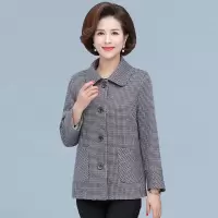 迪鲁奥(DILUAO)40岁50岁妈妈穿的妈妈毛呢子外套女秋冬中年洋气格子上衣50岁中老年女装短款小