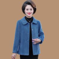 迪鲁奥(DILUAO)2021新款妈妈秋冬装水短款外套中老年妇女时尚毛呢洋气上衣厚