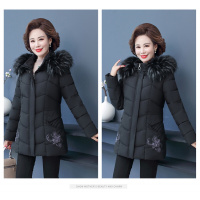 迪鲁奥(DILUAO)40岁50岁妈妈穿的妈妈冬装外套中长款中老年人女装中年洋气大毛领棉服