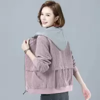 迪鲁奥（DILUAO)二八月短款秋冬季百搭夹克2021新款中年妈妈休闲灯芯绒外套女春秋