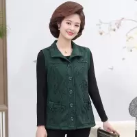 迪鲁奥(DILUAO)妈妈春秋装马甲外套中老年女装坎肩背心翻领开衫上衣洋气外穿马夹