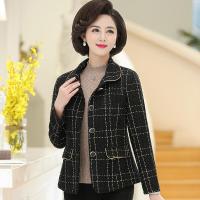 迪鲁奥(DILUAO)妈妈秋装外套洋气中老年春秋冬短款上衣小香风2021新款中年女套装