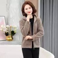 迪鲁奥(DILUAO)妈妈秋装颗粒绒外套女40岁50中老年休闲女装秋冬短款洋气上衣