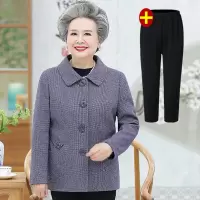 迪鲁奥（DILUAO)老年人春装女奶奶毛呢外套中老年女装衣服老年妈妈装老太太春秋呢子上衣