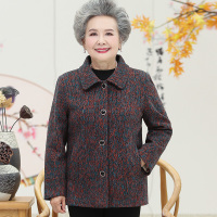 迪鲁奥(DILUAO)中老年女装秋装外套奶奶装宽松春秋款毛呢大衣妈妈装呢子外衣60岁以上老年人衣服秋冬款厚上衣