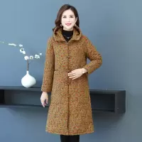 迪鲁奥(DILUAO)[年货上新]中老年棉衣女中年妈妈秋冬装棉衣外套长款过膝碎花连帽棉袄中老年人棉服女