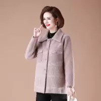迪鲁奥(DILUAO)中老年秋冬外套女妈妈装短款毛呢上衣妈妈秋冬装洋气绒外套短款中老年人女装秋装2021新款毛呢上衣