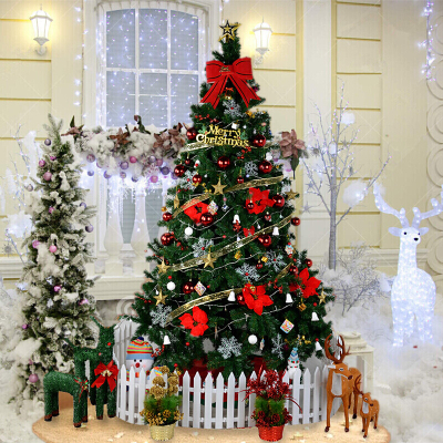 古达 圣诞树1.8米金色圣诞树套餐180CM圣诞节装饰品圣诞场景布置