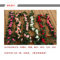 古达 清雅复古仿真玫瑰花藤条假花藤条塑料绢花空调管道装饰花壁挂藤蔓 16朵大红花