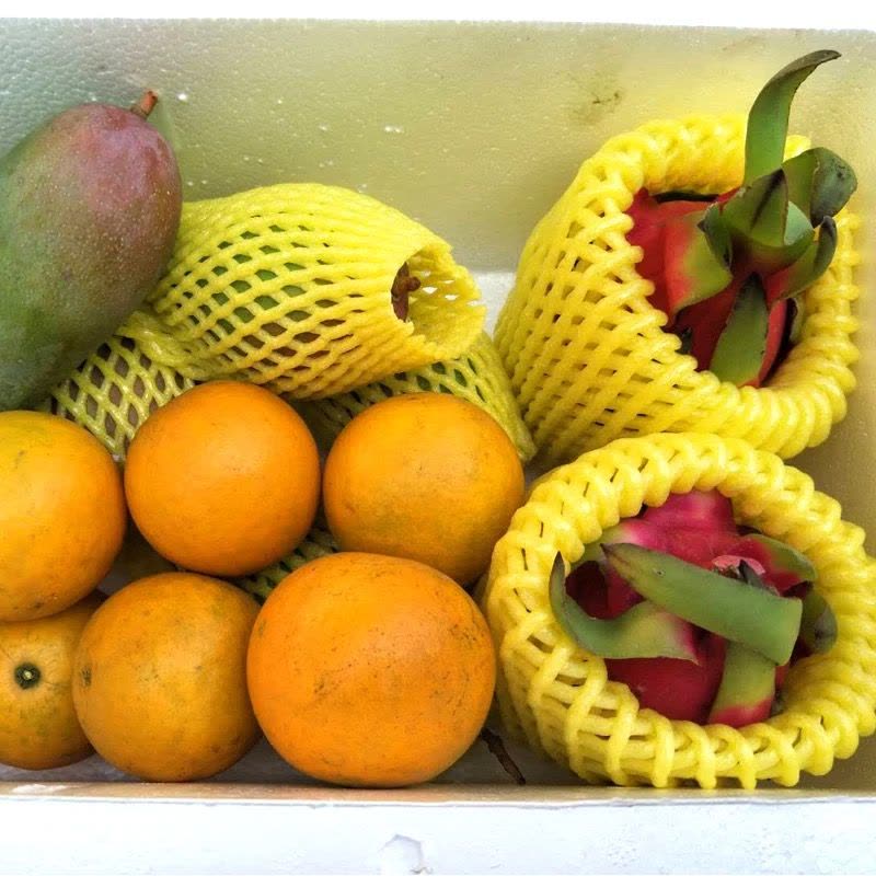 水果组合 红心火龙果加甜心芒加红江橙 3种水果新鲜发一箱 5斤图片