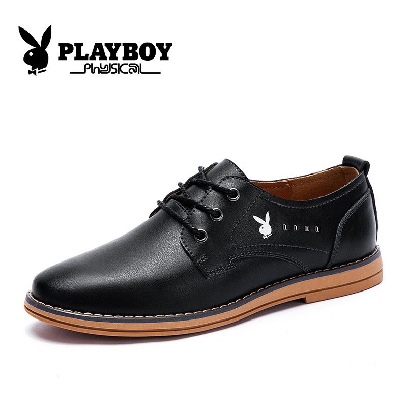 花花公子男鞋新款真皮商务休闲皮鞋英伦低帮系带鞋子男潮39207