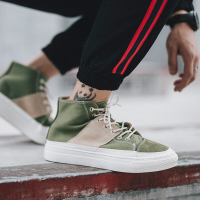 班尔（BANER）男生帆布鞋男秋季韩版高帮男鞋休闲鞋男百搭学生鞋子男士布鞋男潮