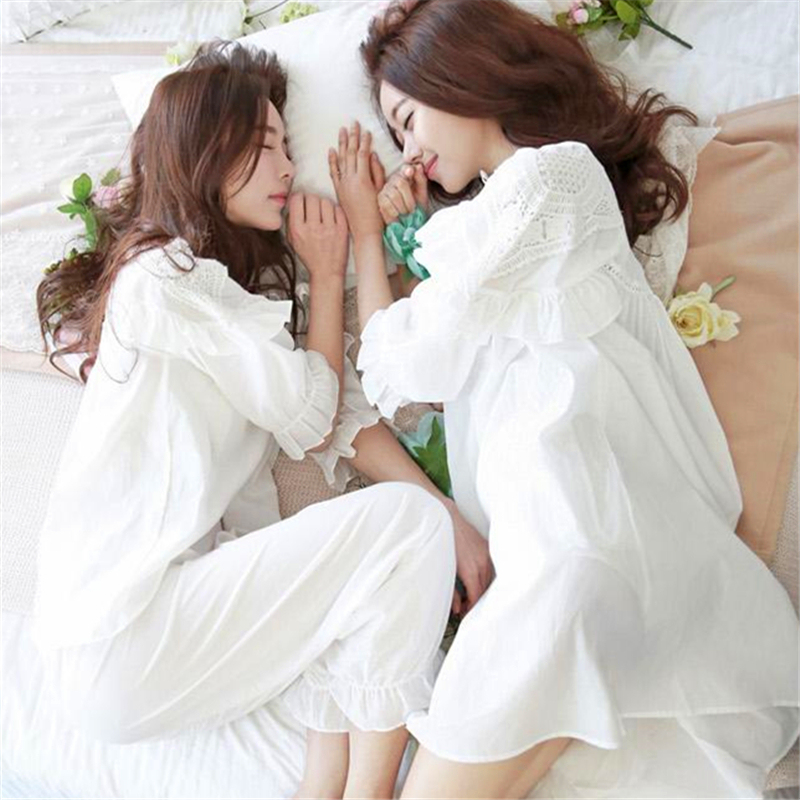 902新款春秋季梭织棉布睡衣女可爱公主夏款睡裙棉闺蜜韩版家居服套装