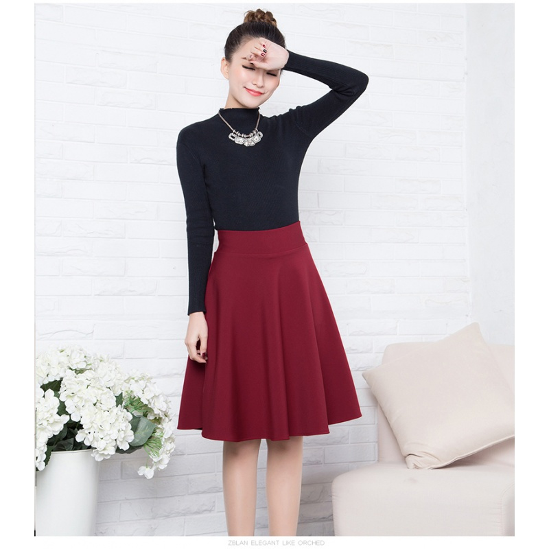 902新款秋季新款大码女士中长裙裙裤半身裙大摆裙高腰太阳裙女裙长