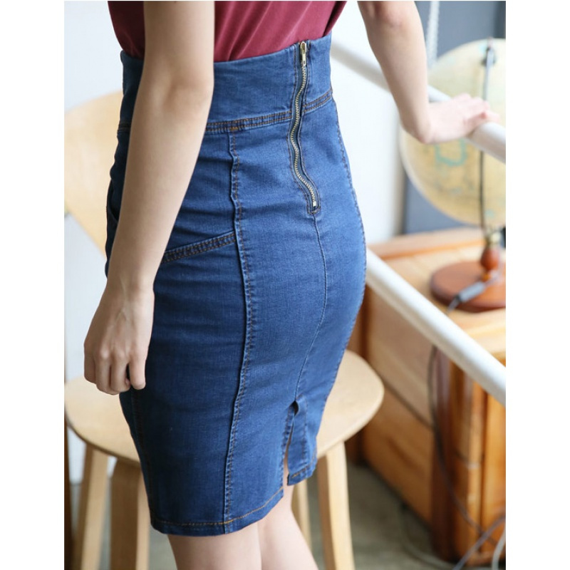 902新款春夏新款牛仔包臀一步裙韩版修身弹力背带牛仔裙高腰包裙半身