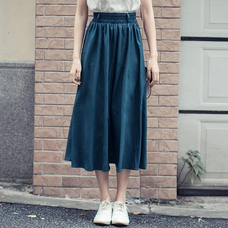 902新款天天特价秋文艺复古森系a字大摆伞裙松紧腰高腰半身裙中长裙