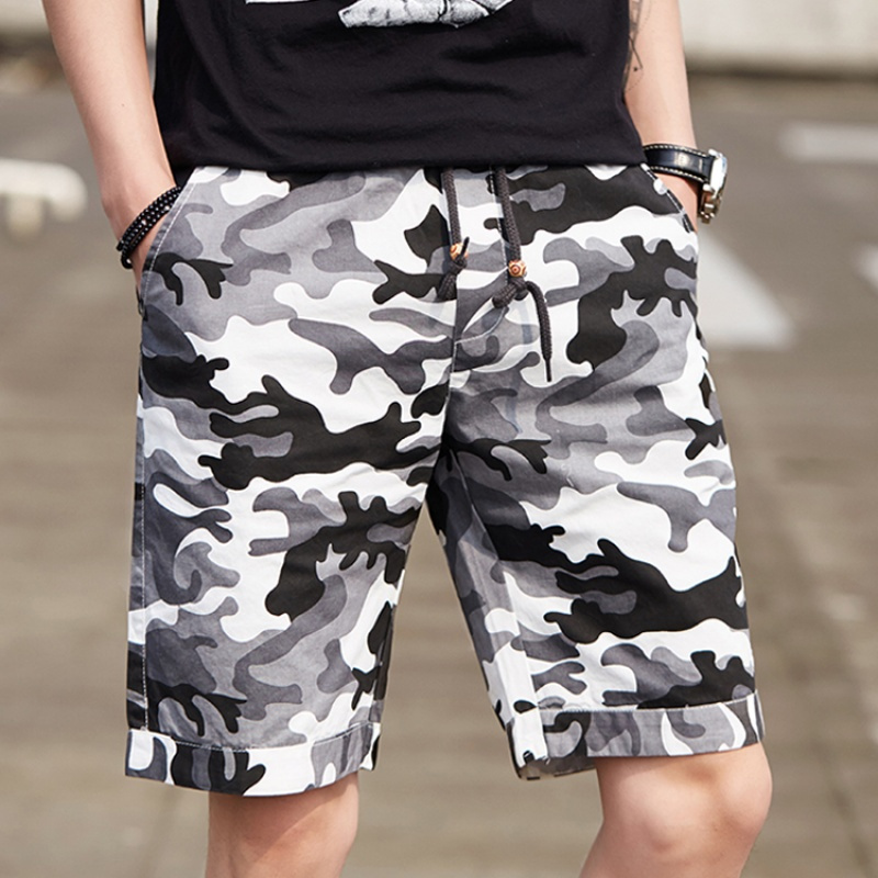 902新款中裤迷彩短裤男潮牌夏天五分裤韩版宽松大码棉沙滩大裤头男外