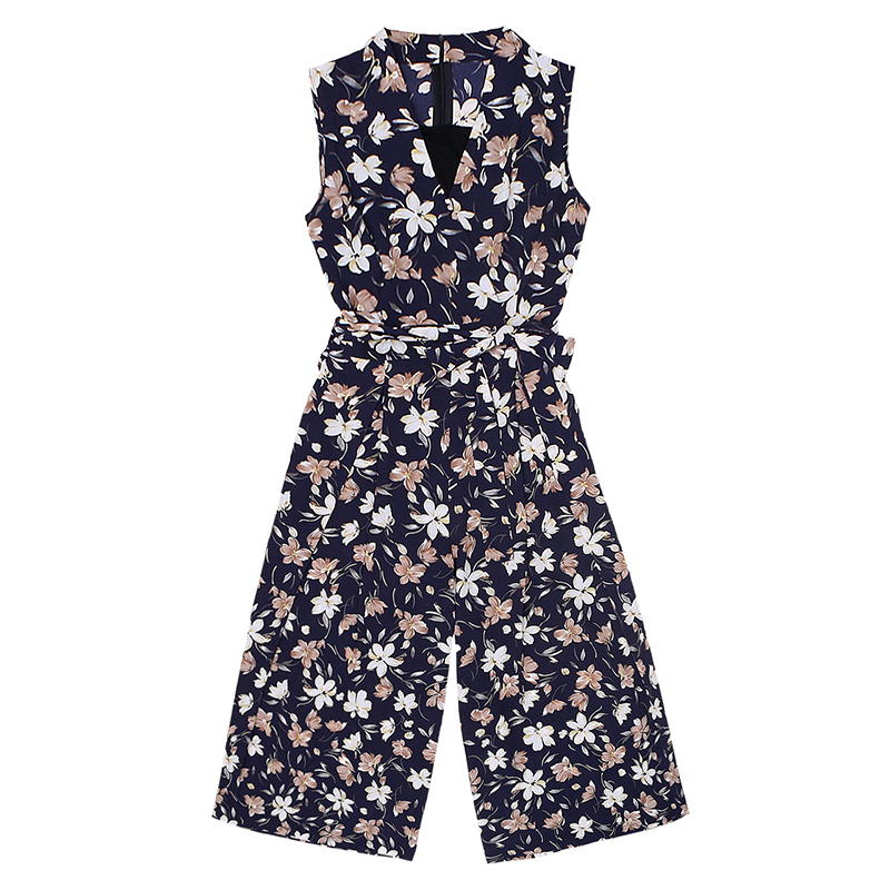 902新款连衣裤雪纺阔腿裤连体裤女夏宽松碎花连体衣女装九分宽腿裙裤