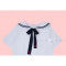 902新款1:1 夏季韩国Heart club 学院风撞色海军领上衣宽松学生短袖T恤女定制