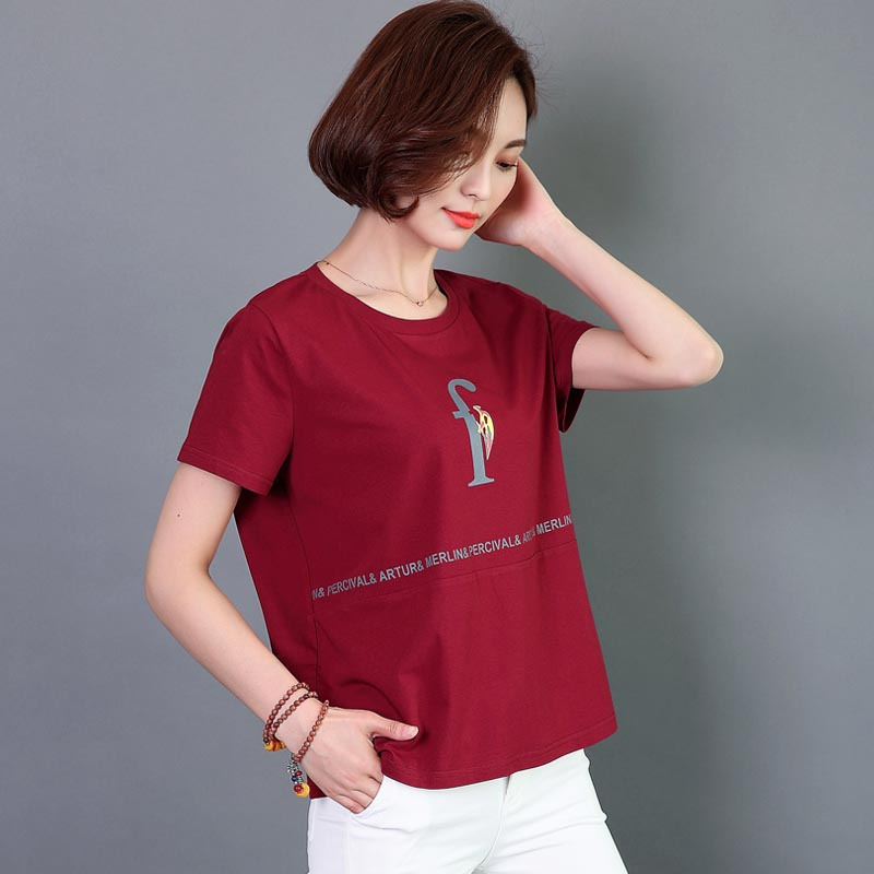 902新款短袖t恤女 2017夏装新款大码女装宽松百搭体恤上衣女 棉定制
