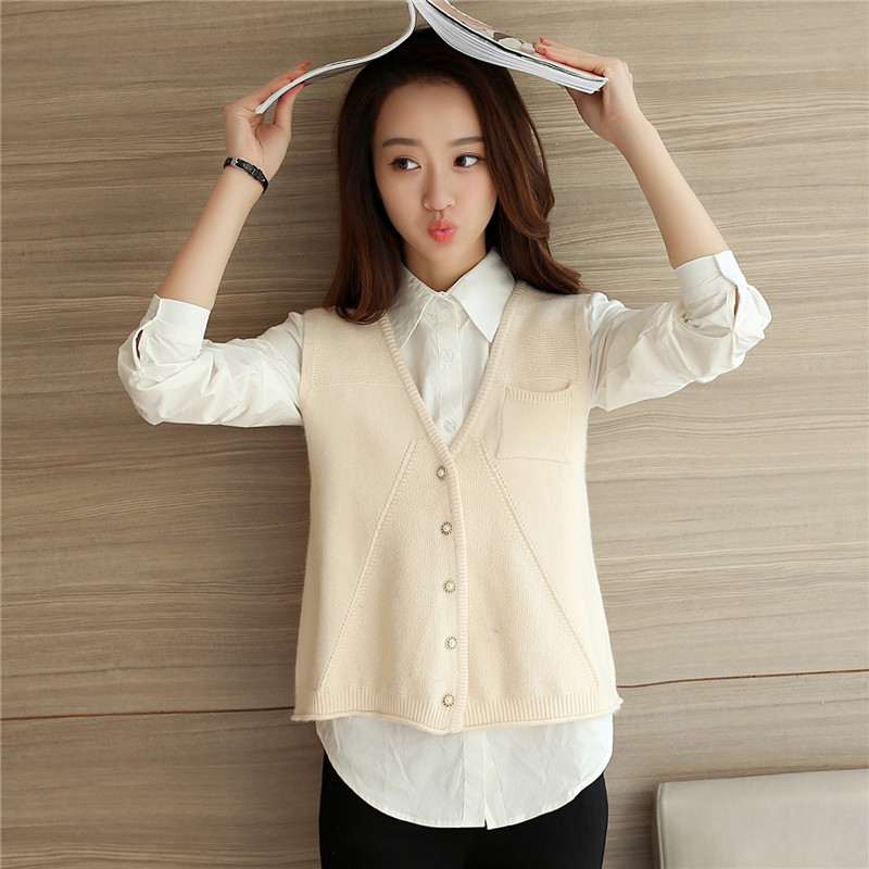 珊诗丽(sexemara)女士马甲 902新款2017春秋女式韩版马甲短款坎肩针织