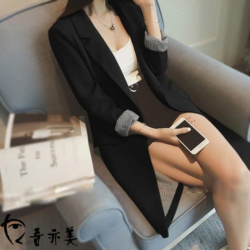 902新款中长款小西装女2017秋装新款女装修身西服外套女韩版长袖西服定制图片