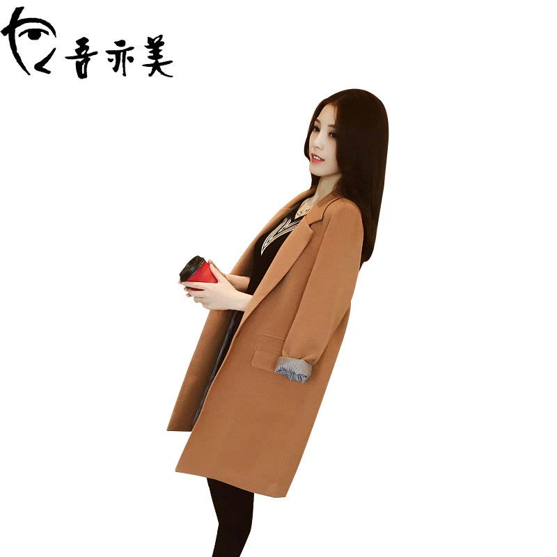 902新款中长款小西装女2017秋装新款女装修身西服外套女韩版长袖西服定制图片