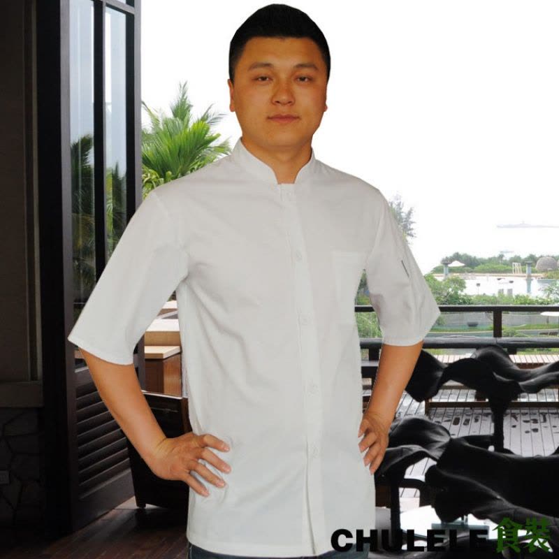 902新款厨乐乐酒店餐厅食堂厨房厨师服装短袖夏装 厨师长工作服制服男定制图片
