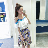 顺崇2018春韩版小吊带上衣高腰半身裙两件套女装