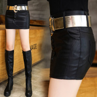 顺崇2018春春新款女装时尚打钉百搭PU皮短裙半身裙包臀裙