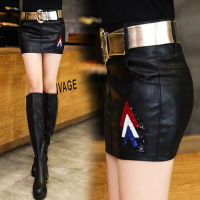 顺崇2018春春女装新款时尚百搭PU皮短裙半身裙包臀裙送腰带