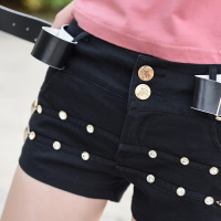 顺崇2018短裤女装夏季紧身打底裤春修身热裤百搭休闲裤钻