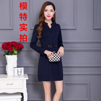 顺崇2018春装新款中长款长袖连衣裙女装韩版包臀裙打底裙