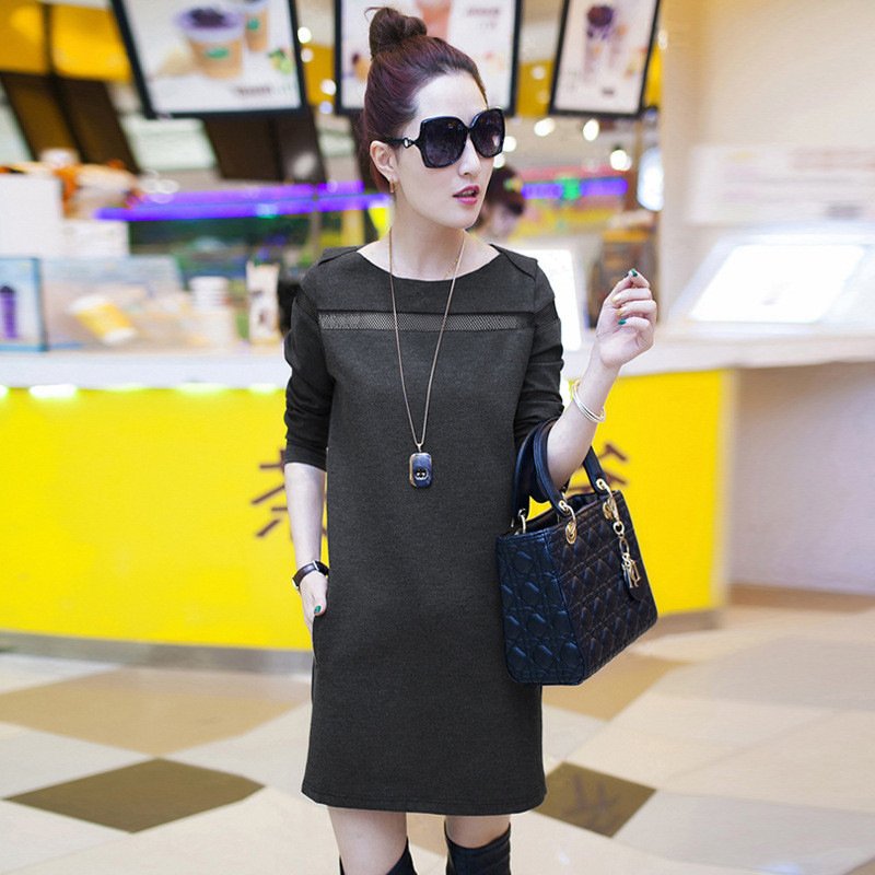 顺崇2018996春春新款韩版宽松大码女装长袖女t恤中长款打底衫包臀小衫上衣