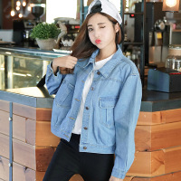 顺崇2018春新款韩版大码牛仔外套女宽松长袖修身显瘦短外套