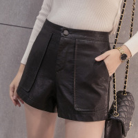 顺崇2018春季新款PU皮短裤女春春款高腰A字韩版包臀显瘦阔腿裤打底裤