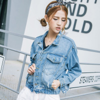 顺崇2018实拍905#2018春装韩版破洞牛仔外套女宽松短外套BF原宿风上衣