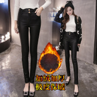 顺崇2018春春款彩金涂层仿pu皮外穿打底裤高腰高弹力小脚铅笔裤1903#