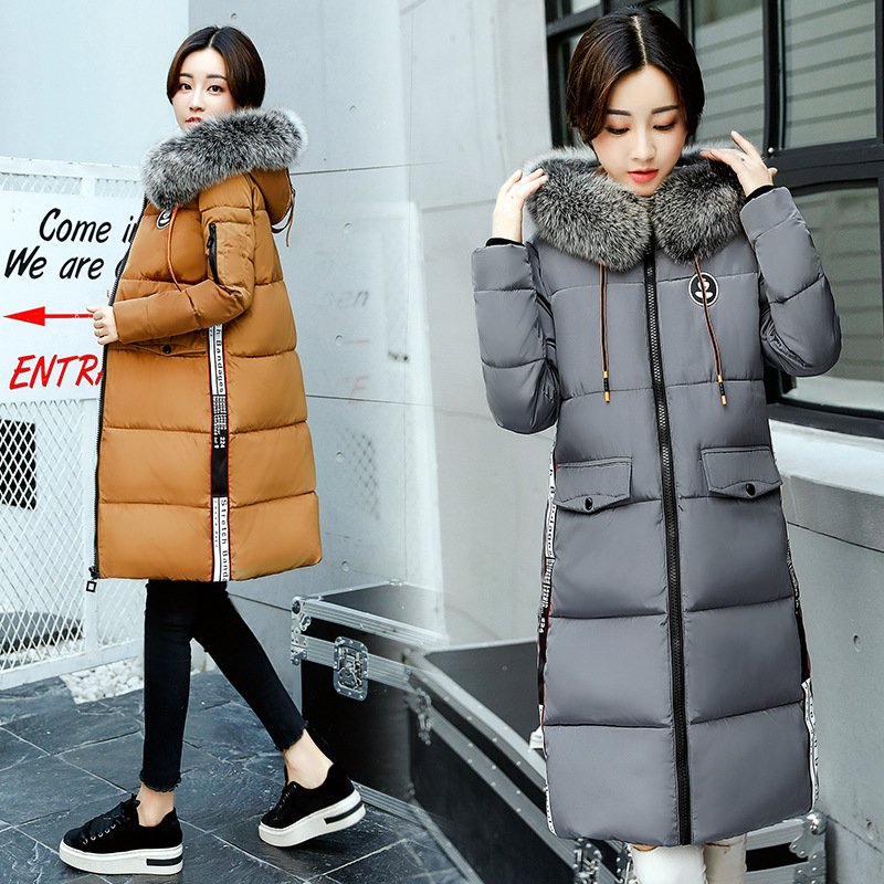 顺崇2017冬季冬新款中长款韩版大毛领保暖加厚羽绒棉服女外套