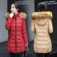 顺崇2017冬季新款中长款棉服外套大毛领连帽