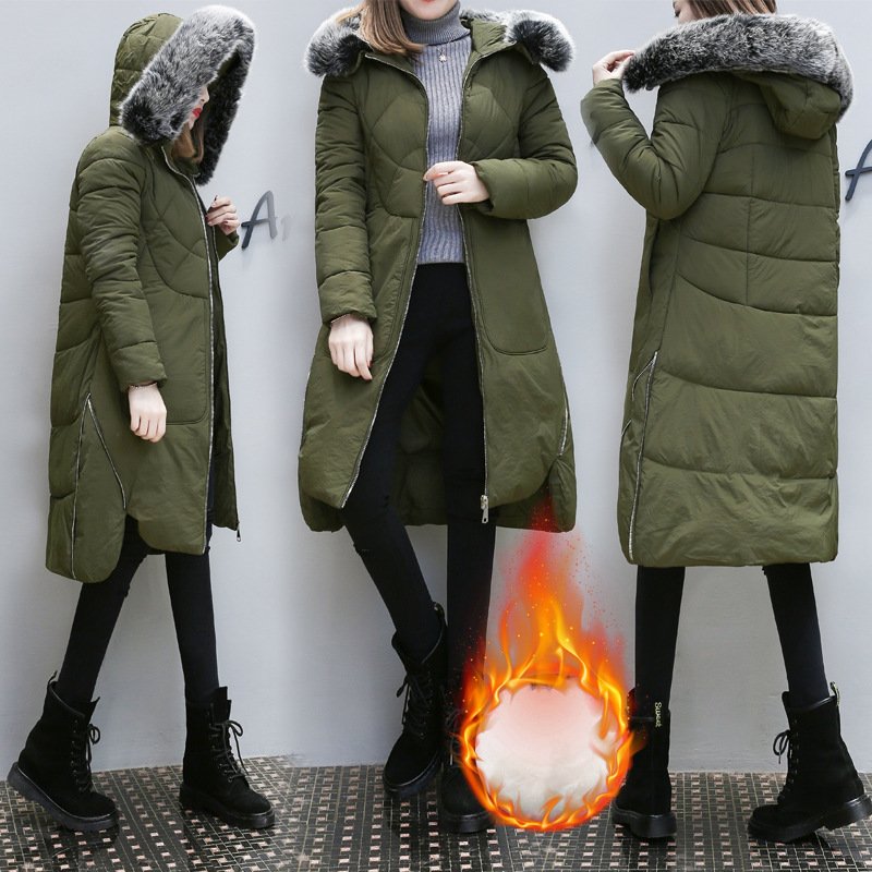 顺崇2017冬季大码长款韩版加厚棉袄冬天外套女装冬季羽绒棉服