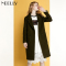 Neelly纳俪2017冬装新款女纯色一粒扣通勤宽松显瘦羊毛呢外套大衣