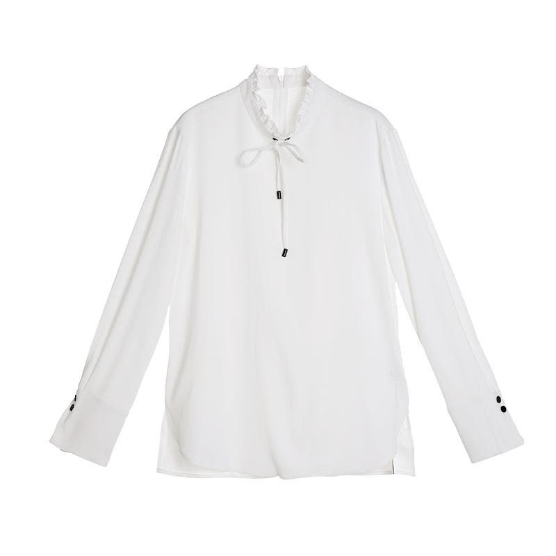 Neelly/纳俪2018春季新款短款纯色立领衬衫上衣图片